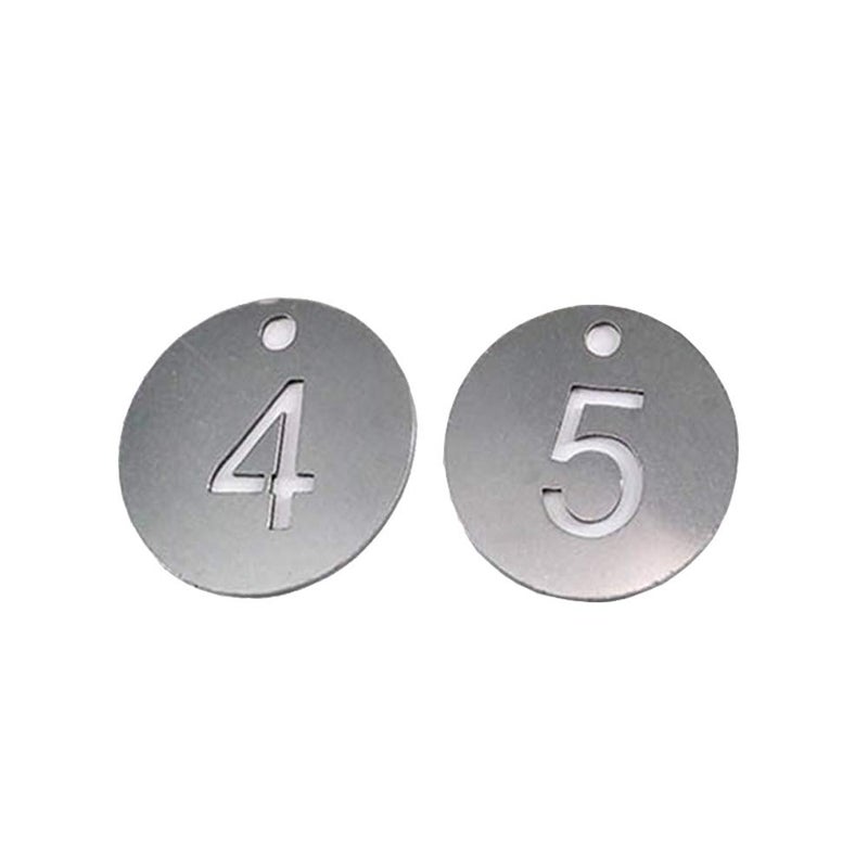 StayMax Diameter 1.18 Inches Bigger Hollowed Stainless Steel Number Tags Key Tags with Rings (1-50) - Image 1